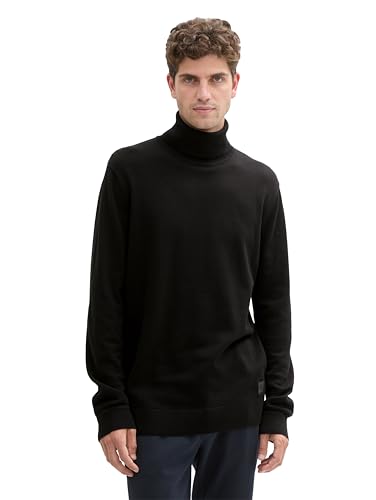 TOM TAILOR Herren Basic Rollkragenpullover aus Baumwolle, 29999 - Black, L von TOM TAILOR