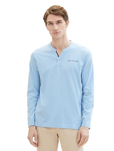 TOM TAILOR Herren Basic Serafino Langarmshit mit Streifen, 32245 - Washed Out Middle Blue, M TOM TAILOR Herren Basic Serafino Langarmshit mit Streifen, 32245 - Washed Out Middle Blue, M von TOM TAILOR