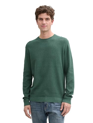 TOM TAILOR Herren Basic Strick-Pullover aus Baumwolle,30358 - Green dust Melange, XXXL von TOM TAILOR