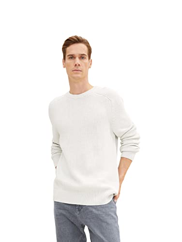 TOM TAILOR Herren Basic Strickpullover 1032292, 14341 - Light Medium Grey Melange, L von TOM TAILOR