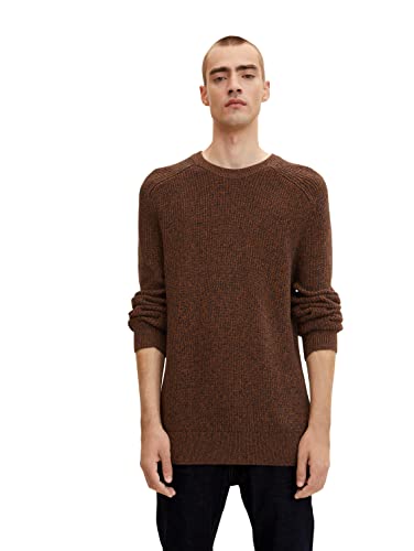 TOM TAILOR Herren Basic Strickpullover 1032292, 30367 - Navy Brown Mouline, M von TOM TAILOR