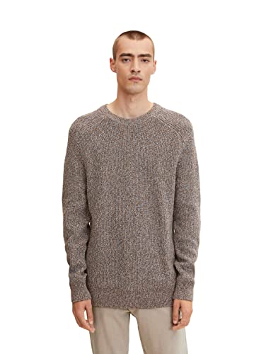 TOM TAILOR Herren Basic Strickpullover 1032292, 30368 - Navy White Brown Mouline, L von TOM TAILOR