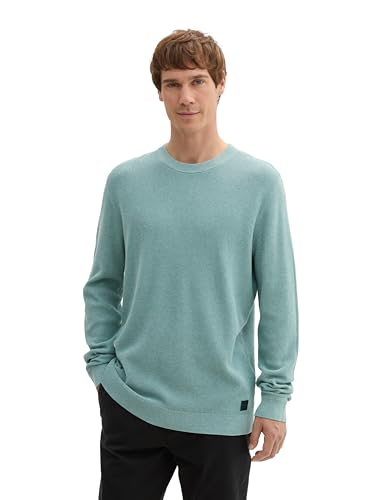 TOM TAILOR Herren Basic Strickpullover aus Baumwolle, 13158 - Mineral Stone Blue Melange, XL von TOM TAILOR