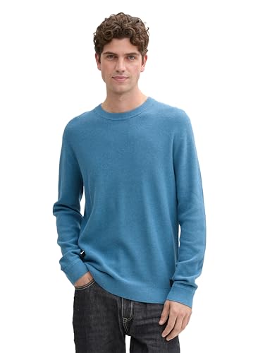 TOM TAILOR Herren Basic Strickpullover aus Baumwolle, 37095 - Ocean Blue Melange, XXL von TOM TAILOR