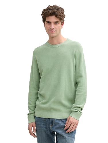 TOM TAILOR Herren Basic Strickpullover aus Baumwolle, 37098 - Spring Green Melange, XXXL von TOM TAILOR