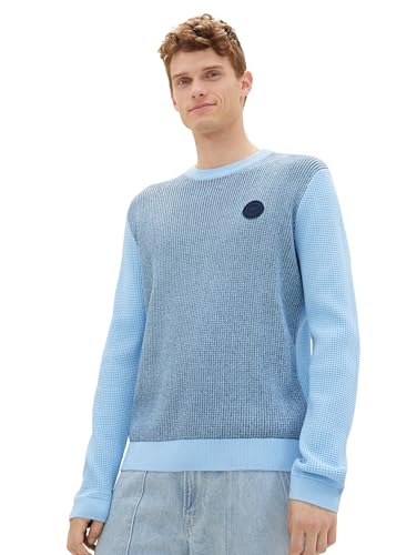 TOM TAILOR Herren Basic Strickpullover aus Baumwolle, blue navy twotone structure, XXL TOM TAILOR Herren Basic Strickpullover aus Baumwolle, blue navy twotone structure, XXL von TOM TAILOR