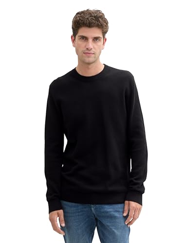 TOM TAILOR Herren Basic Strickpullover mit Rundhalsausschnitt,29999 - Black, XXL von TOM TAILOR