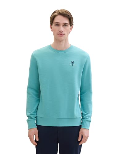 TOM TAILOR Herren Basic Sweatshirt mit Struktur, meadow teal, XXL von TOM TAILOR