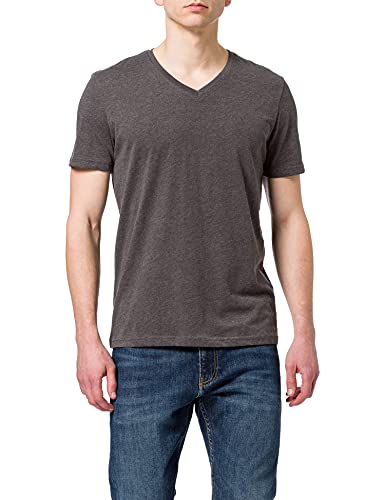 TOM TAILOR Herren Basic T-Shirt 1026632, 11086 - Dark Grey Melange, XXS von TOM TAILOR