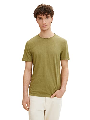 TOM TAILOR Herren Basic T-Shirt 1031652, 29003 - Olive Branch Green, L von TOM TAILOR