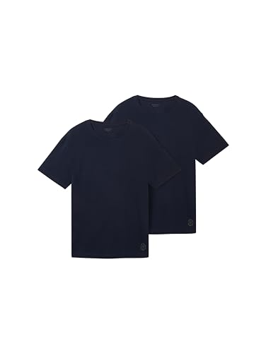TOM TAILOR Herren 1042385 Basic T-Shirt im Doppelpack, 10302-Dark Blue, M von TOM TAILOR