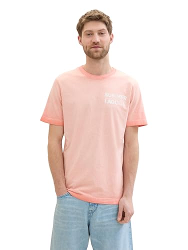TOM TAILOR Herren Basic T-Shirt im dyed Look, Hazy Coral Rose, XL von TOM TAILOR