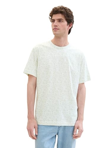 TOM TAILOR Herren Basic T-Shirt mit Allover-Print, green wavy leaf design, XL TOM TAILOR Herren Basic T-Shirt mit Allover-Print, green wavy leaf design, XL von TOM TAILOR
