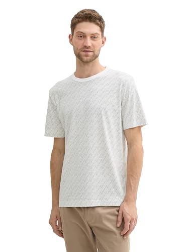 TOM TAILOR Herren Basic T-Shirt mit Alloverprint,36036 - Offwhite Triangle Design, L TOM TAILOR Herren Basic T-Shirt mit Alloverprint,36036 - Offwhite Triangle Design, L von TOM TAILOR
