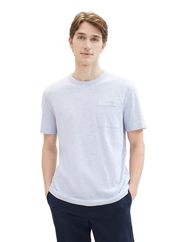 TOM TAILOR Herren Basic T-Shirt mit Brusttasche, 34964 - Foggy Blue Finestripe, XXXL TOM TAILOR Herren Basic T-Shirt mit Brusttasche, 34964 - Foggy Blue Finestripe, XXXL von TOM TAILOR