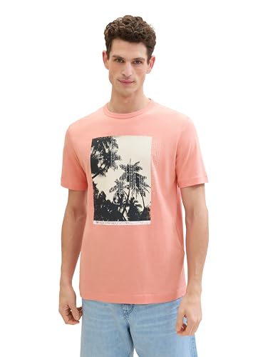 TOM TAILOR Herren Basic T-Shirt mit Fotoprint, Hazy Coral Rose, M TOM TAILOR Herren Basic T-Shirt mit Fotoprint, Hazy Coral Rose, M von TOM TAILOR