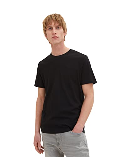 TOM TAILOR Herren Basic T-Shirt mit Logo-Stickerei, 29999 - Black, XS TOM TAILOR Herren Basic T-Shirt mit Logo-Stickerei, 29999 - Black, XS von TOM TAILOR