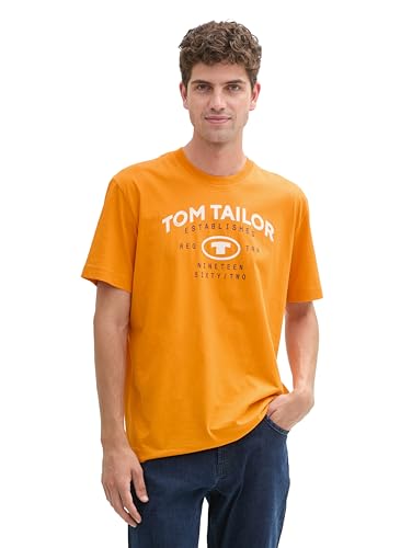 TOM TAILOR Herren Basic T-Shirt mit Logoprint,12392 - Fresh Pepper orange, XL TOM TAILOR Herren Basic T-Shirt mit Logoprint,12392 - Fresh Pepper orange, XL von TOM TAILOR