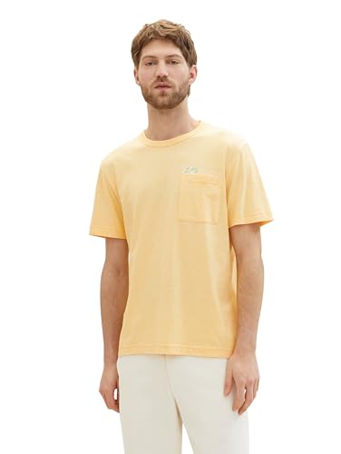 TOM TAILOR Herren Basic T-Shirt mit Struktur, 35069 - Yellow Grindle Structure, M von TOM TAILOR