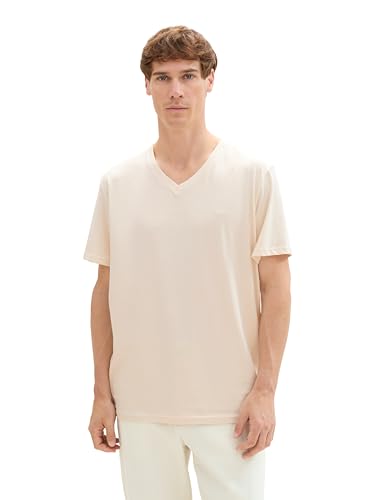 TOM TAILOR Herren Basic T-Shirt mit V-Ausschnitt,27469 - Smooth Light Sand, XL TOM TAILOR Herren Basic T-Shirt mit V-Ausschnitt,27469 - Smooth Light Sand, XL von TOM TAILOR