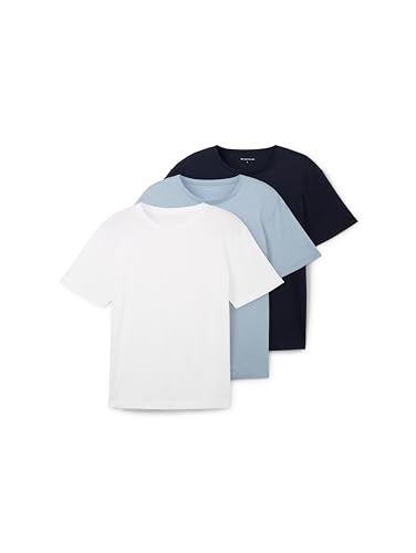 TOM TAILOR Herren 1042374 Basic T-Shirt aus Baumwolle im Tripple-Pack, 20000 - White, XXL von TOM TAILOR