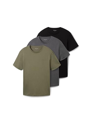 TOM TAILOR Herren 1042374 Basic T-Shirt aus Baumwolle im Tripple-Pack, 29999-Black, M von TOM TAILOR