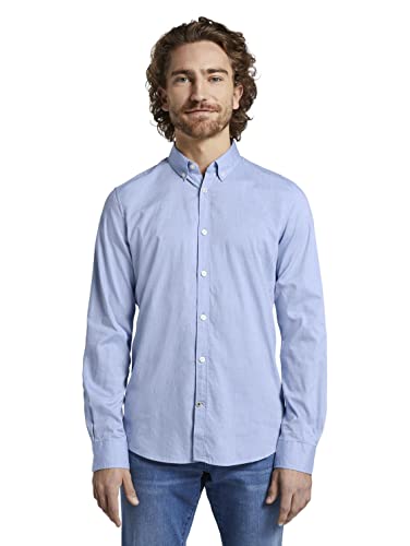 TOM TAILOR Herren 1008320 Slim Fit Hemd Aus Baumwolle, 15837 - Light Blue Oxford, 3XL EU von TOM TAILOR