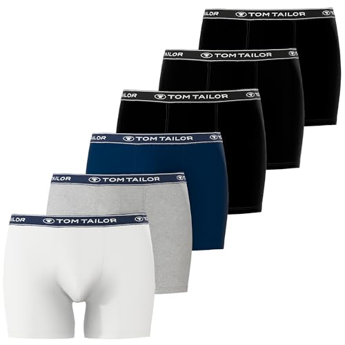 TOM TAILOR Herren Boxershorts, langes Bein | 3er Pack (DE/NL/SE/PL, Alphanumerisch, XL, Regular, Regular, 1 x weiß | 1 x grau | 1 x Navy | 3 x schwarz) von TOM TAILOR