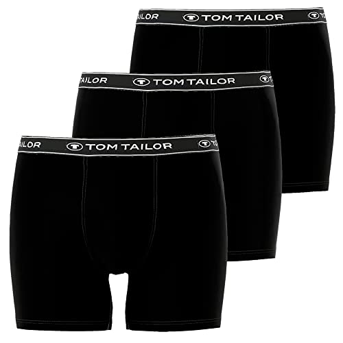 TOM TAILOR Herren Boxershorts, langes Bein | 3er Pack (DE/NL/SE/PL, Alphanumerisch, L, Regular, Regular, schwarz) von TOM TAILOR