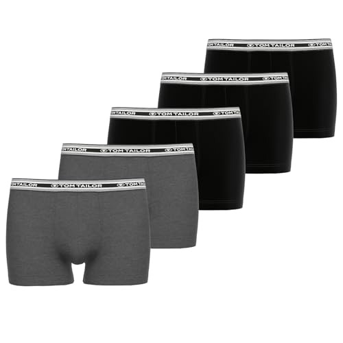 TOM TAILOR Herren Boxershorts/Pants/Trunks | Orgnic Cotton | 5er Pack (DE/NL/SE/PL, Alphanumerisch, XL, Regular, Regular, Schwarz/Grau) von TOM TAILOR