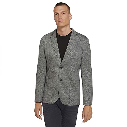 TOM TAILOR Herren Jersey Blazer 1027554, 27828 - Grey Melange Pique Structure, 52 von TOM TAILOR