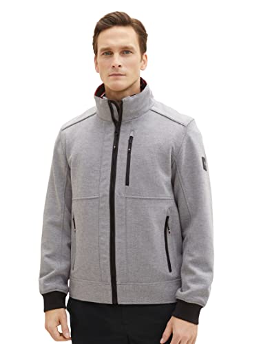 TOM TAILOR Herren 1037324 Casual Blouson Jacke mit Abnehmbarer Kapuze im Kragen, 31571-steel Knitted Structure, M von TOM TAILOR