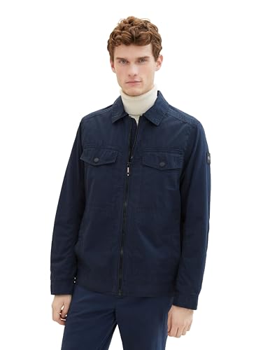 TOM TAILOR Herren Casual Blouson Übergangsjacke aus Baumwolle, 10668 - Sky Captain Blue, L von TOM TAILOR