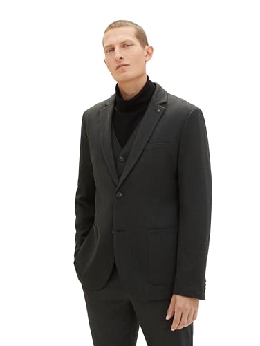 TOM TAILOR Herren Casual Sakko mit Reverskragen, Black Grey Melange, 48 von TOM TAILOR