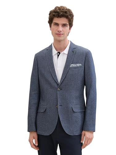 TOM TAILOR Herren Casual Sakko mit Reverskragen, blue melange structure, 50 von TOM TAILOR