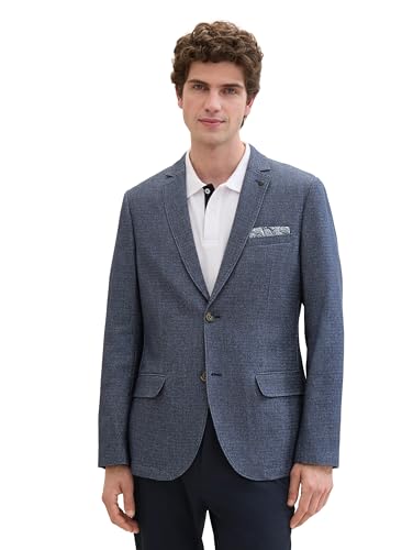 TOM TAILOR Herren Casual Sakko mit Reverskragen, blue melange structure, 54 von TOM TAILOR