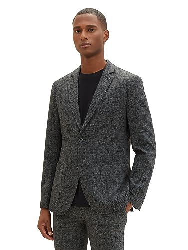 TOM TAILOR Herren Casual Sakko mit Reverskragen, grey black grindle check, 50 von TOM TAILOR