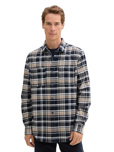 TOM TAILOR Herren Comfort Fit Hemd im Karomuster, 36637 - Navy Offwhite Brown Check, M TOM TAILOR Herren Comfort Fit Hemd im Karomuster, 36637 - Navy Offwhite Brown Check, M von TOM TAILOR