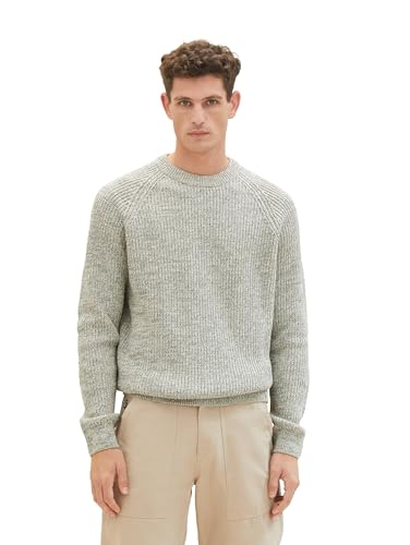 TOM TAILOR Herren Comfort Fit Strickpullover, beige mint mouline, XXL von TOM TAILOR
