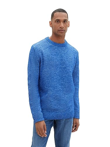 TOM TAILOR Herren Cosy Crewneck Pullover, hockey blue white core, L von TOM TAILOR