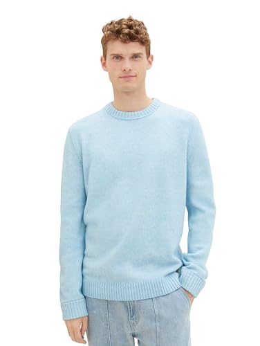 TOM TAILOR Herren Cosy Crewneck Pullover, middle blue white core, L von TOM TAILOR