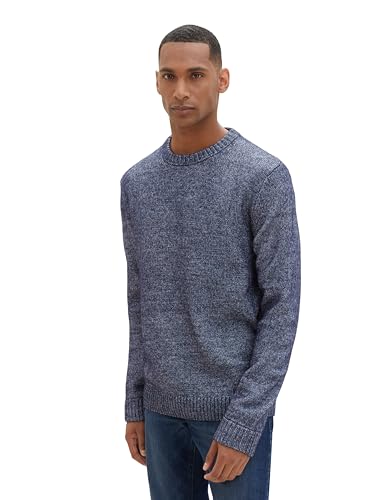 TOM TAILOR Herren Cosy Crewneck Pullover, sky captain blue white core, L von TOM TAILOR