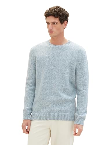 TOM TAILOR Herren Crewneck Strickpullover, mint grey white twotone, L von TOM TAILOR