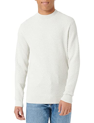 TOM TAILOR Herren Crewneck Strickpullover 1032286, 14341 - Light Medium Grey Melange, L von TOM TAILOR