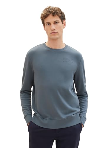 TOM TAILOR Herren Crewneck Sweatshirt, dusty dark teal, L von TOM TAILOR