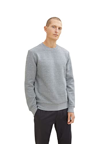 TOM TAILOR Herren Crewneck Sweatshirt 1034376, 12035 - Grey Heather Melange, L von TOM TAILOR