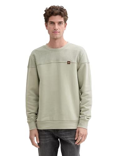 TOM TAILOR Herren Crewneck Sweatshirt aus Baumwolle, 15615 - Prairie Grass Green, S TOM TAILOR Herren Crewneck Sweatshirt aus Baumwolle, 15615 - Prairie Grass Green, S von TOM TAILOR