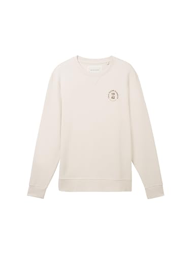 TOM TAILOR Herren Crewneck Sweatshirt mit Print, vintage beige, XXXL TOM TAILOR Herren Crewneck Sweatshirt mit Print, vintage beige, XXXL von TOM TAILOR