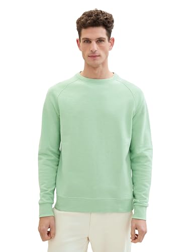 TOM TAILOR Herren Crewneck Sweatshirt mit Ziernähten aus Baumwolle, 23383 - Paradise Mint, L von TOM TAILOR