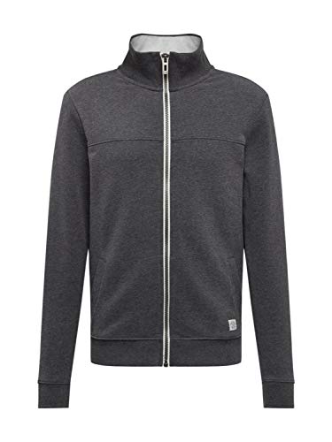 TOM TAILOR Herren Sweatjacke mit Stehkragen, 11086 - Dark Grey Melange, S von TOM TAILOR